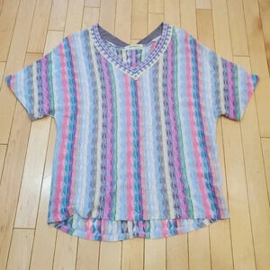 Aldo Martins multicolor patterned top V-neck Breathable Coogi vibes | size 8